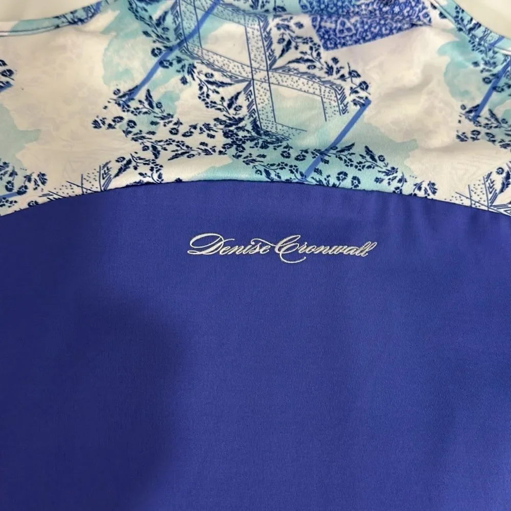 Denise Cronwall Activewear Scotia Print Racerback Tank Top In Blue Size XL